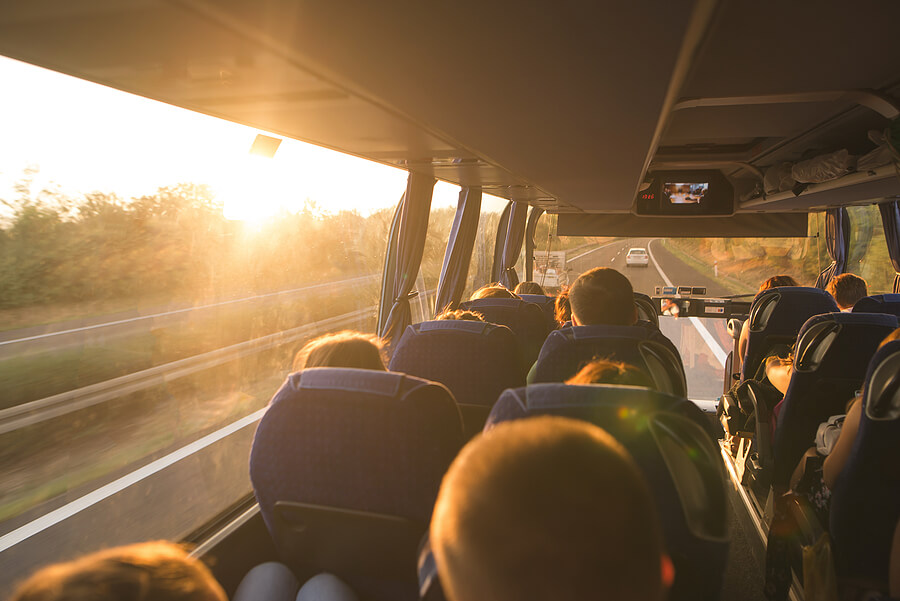 bus driving on road